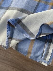 Manfinity Joysei Men's Casual Plaid Drawstring Hooded Shirt, Spring/Autumn, For Fall - Multicolor - View 7