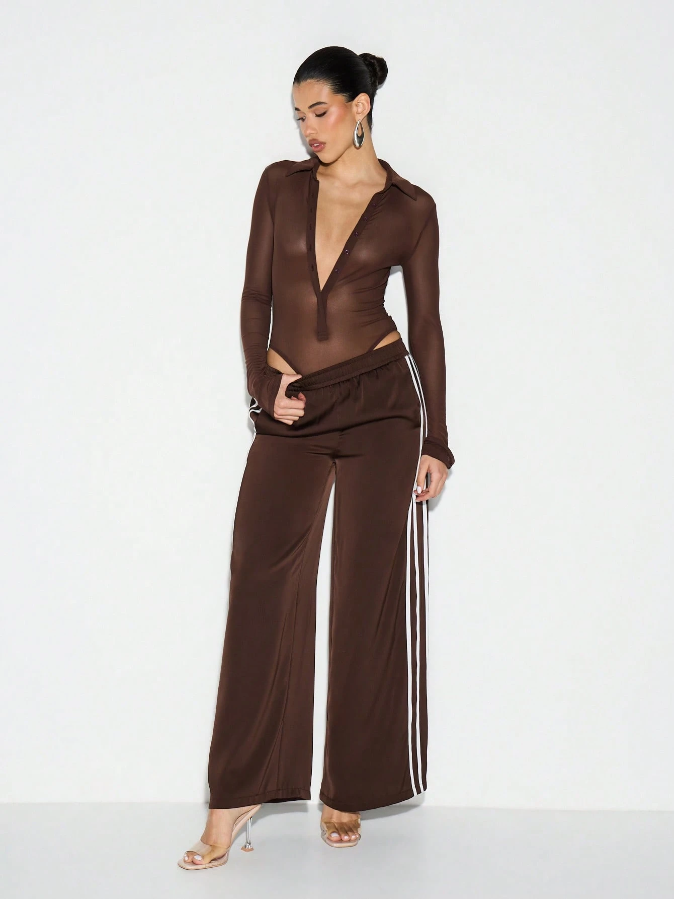 KIZN Satin Joggers With Side Stripes