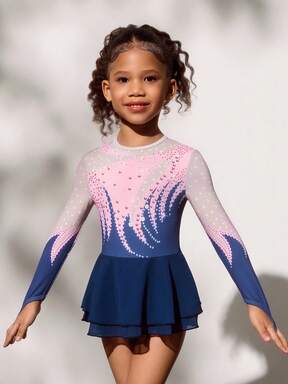 Leotardo de danza, ballet y patinaje sobre hielo con estampado multicolor para niñas, lindo y de moda
