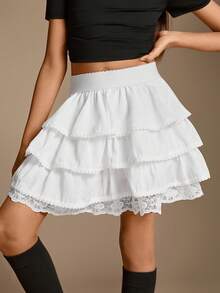 Radiana تنورة متدرجة من التول الربيعية/الصيفية المناسبة لعطلات الفتيات المراهقات ووقت الفراغ - أبيض - مشاهدة 3