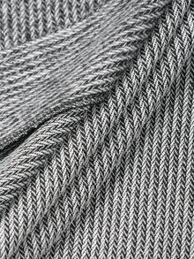 Manfinity CasualCool 男士休闲单排扣长袖大衣，秋冬灰色条纹大衣 - 黑色 - 查看 7