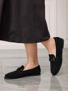 Sleekvia Zapatos planos versátiles y casuales de moda minimalista para mujer - Negro - Ver 4