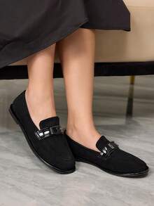 Sleekvia Zapatos planos versátiles y casuales de moda minimalista para mujer - Negro - Ver 3