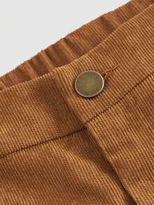 SHEIN MOD 女式加大码拼接阔腿裤，带口袋，适合 - 棕色 - 查看 4