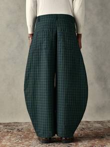 SWAVVY Men's Fashionable Commuter Plaid Curved Leg Pants