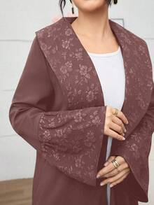 Yasmyna Áo khoác Cardigan Abaya Jacquard Patchwork thanh lịch - Bụi hồng - Xem 6