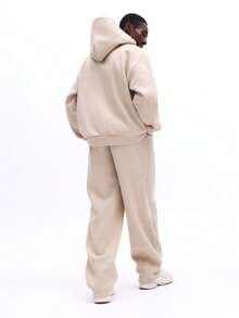 SUMWON 超大款连帽衫和运动裤套装，休闲舒适家居服，配套运动套装，宽松版型。 - 杏色 - 查看 2