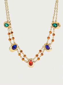 Glisma 女士吊坠项链、服饰、哥特风、复古风、串珠、西部风珠宝、金属质感、宝石、秋冬款、送给妈妈/女士/女孩/母亲的礼物、高档、复古、十字架 - 彩色 - 查看 4