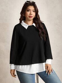 Zelara Plus 2 In 1 撞色领运动衫