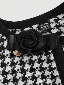 SHEIN MOD 复古黑白格纹撞色西装外套短裤两件套，格子图案，返校季服装，冬季外套，复古富贵风