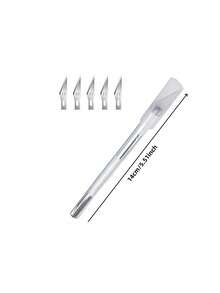 1PC Aluminum Alloy Carving Knife 5PCS Replacement Blades Precision Engraving Tool For DIY Craft Scrapbooking Wood Rubber Stamp Making Art Design Hobby Supplies Artists Adults