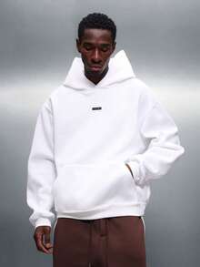 PLAYBOY X SUMWON Essentials Regular Fit Overhead Hoodie With Centre Pocket And Drawstring Hood - White - View 4