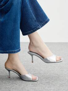 CUCCOO BIZCHIC 女士尖头细高跟银色简约优雅通勤高跟凉鞋 - 銀色 - 查看 3