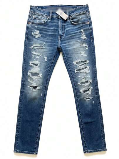 Jeans Skinny Hombre Juvenil Skinny Fit Desgastado Moda Urbana Denim Ajustado Tela Suave Elástico Corte Ultra Ceñido Estilo Moderno Lavado Premium Look Casual Streetwear