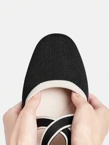 Ressula Women's Casual Criss-Cross Flat Slip-On Shoes For Daily Wear For Christmas - Black - View 9
