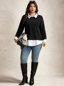 Zelara Plus 2 In 1 撞色领运动衫