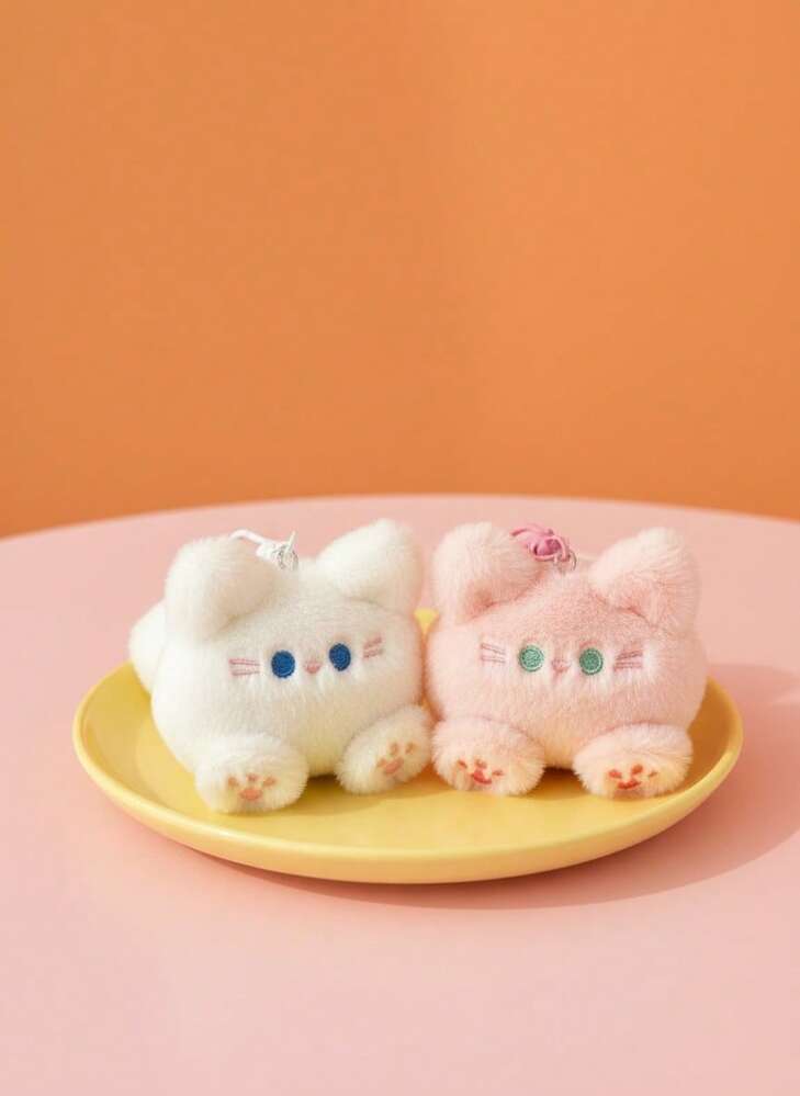 Joivida 1pc Cute Cartoon Zinc Alloy Plush Kitten Doll Charm, Suitable For Backpack, Purse, Key Chain Decoration, Lovely Gift All Seasons Car Accessories Bag Charm School Goth Y2k - Multicolor - View 2