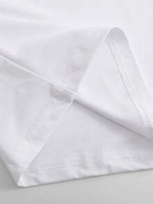 Camiseta de manga corta holgada de talla grande para hombre con estampado de lema de estilo casual de calle, para el verano - Blanco - Ver 4