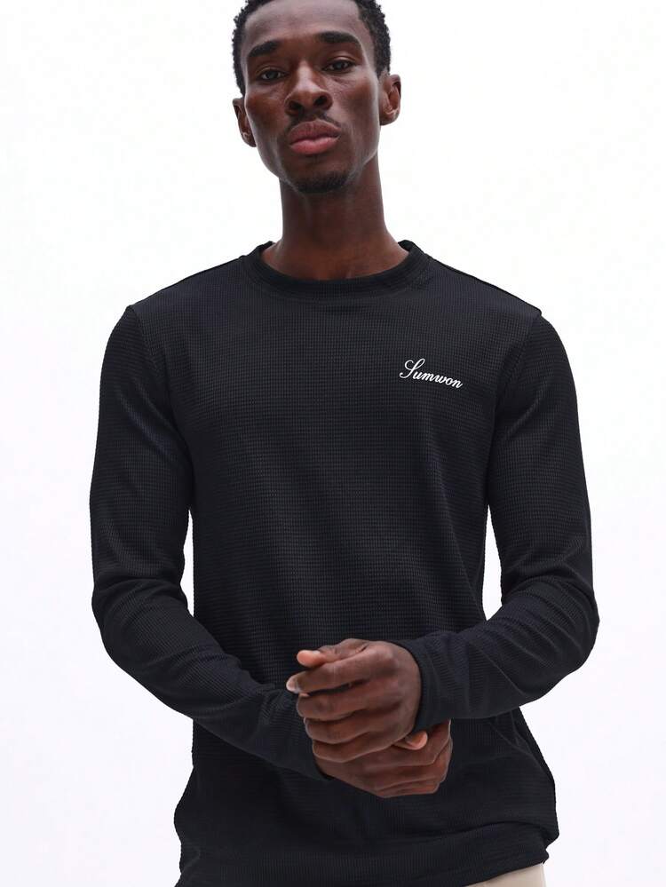 Langärmliges Jersey-T-Shirt mit Rundhalsausschnitt und Logo