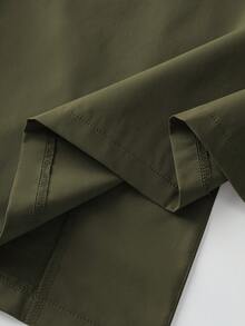 GlowEve CURVE Plus Size Women's Solid Color Lapel Casual Windbreaker Jacket - Army Green - View 8