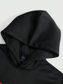 ROMWE MEN Áo hoodie in màu tương phản dành cho nam - màu đen - Xem 5