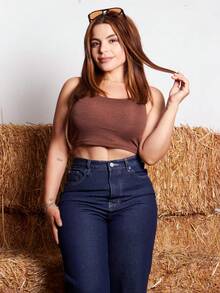 Lupita Cardoza 休闲宽松直筒长袖口牛仔裤 - 深色水洗藍 - 查看 6