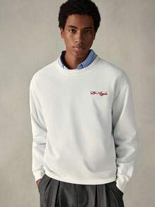 Manfinity VCAY Men's Casual Loose Fit Drop Shoulder Long Sleeve Round Neck T-Shirt - White - View 4