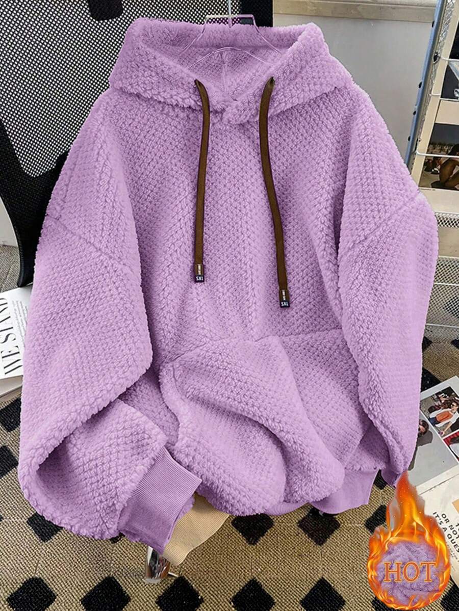 Franclia Plus Size Women Casual Solid Color Loose Fit Sweatshirt - Mauve Purple - View 1