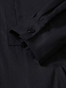 STYNVO 男士休闲时尚街头风日常通勤简约纯色拉链衬衫，春秋季 - 黑色 - 查看 6