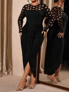 Cravure Váy dự tiệc hở lưng thanh lịch cỡ lớn dành cho nữ - màu đen - Xem 4