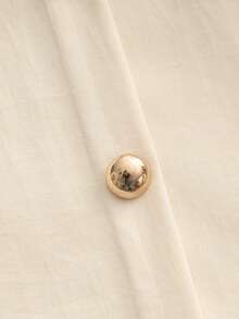 Franclia Bộ 2 món áo trễ vai trơn tay dài và chân váy cạp cao cài nút cho nữ - trắng - Xem 6