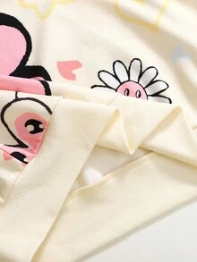 Set de 2 piezas de sudadera y pantalones casuales y holgados con estampado floral para adolescentes - Multicolor - Ver 6