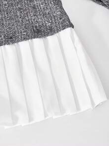 SHEIN ChillGRL 少女休闲日常通勤撞色灯芯绒长袖衬衫，适合秋冬季穿着 - 深灰色 - 查看 3