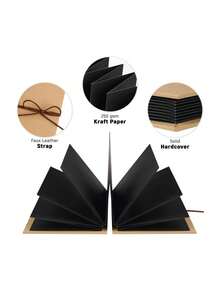 1 Album ảnh gấp xếp sáng tạo tự làm, Sổ lưu niệm da đen trống, Album kỷ niệm tình yêu tự làm - màu đen - Xem 4