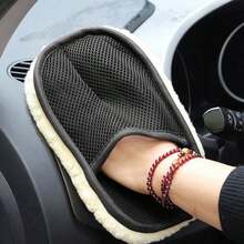 1pc Car Wool Soft Hand Glove Cleaning Brush 15*25cm For Car Cleaning - Multicolor - View 1