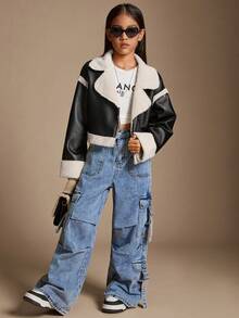 Radiana Tween Girl 纯色领短款保暖衬里长袖夹克