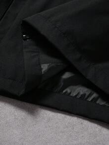 PAVTROS 男士休闲时尚街头通勤反光撞色滚边拉链夹克，春秋季 - 黑色 - 查看 8