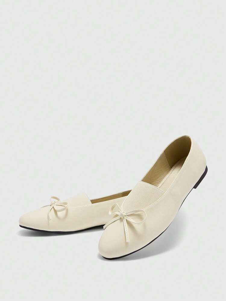 CUCCOO BIZCHIC Casual Solid Color Bow Decor Comfortable Women Flats For Christmas