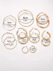 8pairs Minimalist Hoop Earrings - Yellow Gold - View 4