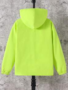 SHEIN Tween Boys' Casual Everyday Versatile Comfortable Letter Graphic Hoodie Lightweight Loose Fit Long Sleeve Jacket