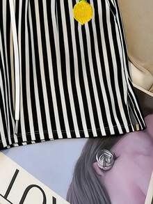 Resyla 女士夏季休闲度假柠檬刺绣条纹印花抽绳腰带侧口袋短裤 - 彩色 - 查看 4