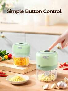 Teckwe Electric Garlic Chopper, Portable Cordless Mini Food Processor, Rechargeable Vegetable Chopper Blender For Nuts Chili Onion Minced Meat And Spices, Green