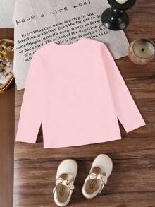 Sparklyn 1件少女K-Pop乐队主题T恤，紫色和粉色卡通图案，粉色圆领长袖T恤，可机洗，适合户外活动、休闲穿着、四季日常穿着 | 图案T恤 | 户外和家居服，四季皆宜 - 粉色 - 查看 3