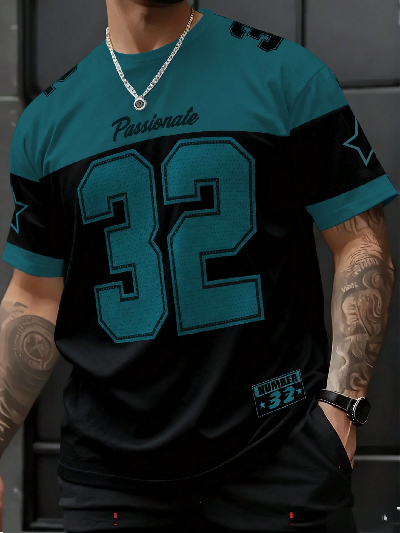 GENIUS ODE قميص تي شيرت رجالي كاجوال بياقة مستديرة...