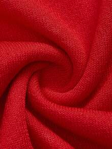 SHEIN Unity Blusa de punto para mujer, bloque de color rojo y blanco, blusa de punto minimalista de unicolor, uso casual de todos los días para damas, verano - Rojo - Ver 5
