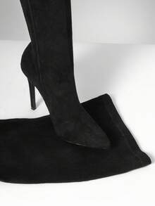 SHUZIA Sexy Damen Schwarz Wildleder-Optik High Heel Stiletto Overknee Spitzschuh Komfort Herbst Winter Feiertag Schuh - Schwarz - Übersicht 7