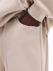 SUMWON 超大款连帽衫和运动裤套装，休闲舒适家居服，配套运动套装，宽松版型。 - 杏色 - 查看 7