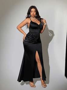 Viva Relle Plus Size Sexy Elegant Off-Shoulder Backless Dress - Black - View 4