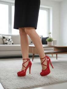 Zapatos de tacón alto en negro y en rojo con correas estilo pulsera - Rojo - Ver 5