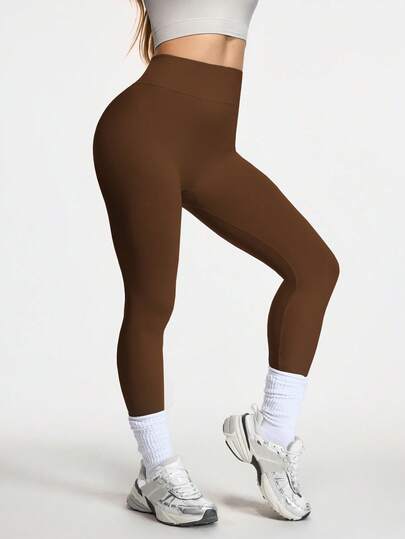 Eassivo Eassivo Women's Brown  Seamless High Waisted Leggings,Stretchy Butt Lifting Tummy Control Yoga Pants, Workout Gym Activewear Fitness Tights, Brown Workout Leggings, Athletic Leggings, Brown Yoga Pants